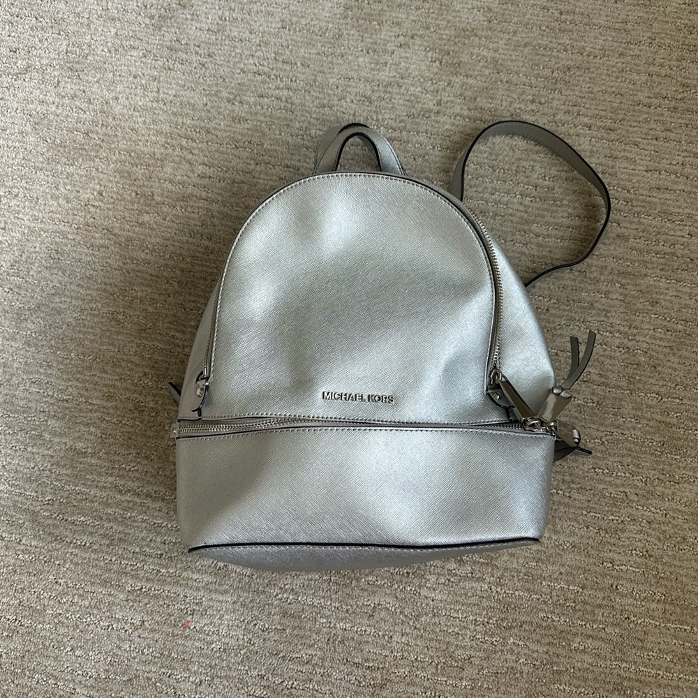 Michael Kors Silver Backpack